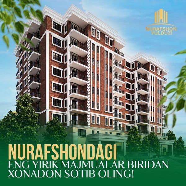 Нурафшон.Сада.1- хона, 57 кв.м.<br />
Енида мактаб, спорт шк